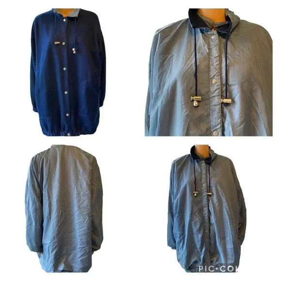 Vintage Reversible Jacket Coat Women's Plus Size 2X Snap Buttons Pocket - Picture 1 of 9